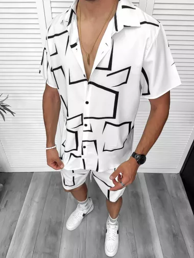 Compleu de vara camasa imprimeu + pantaloni 13273